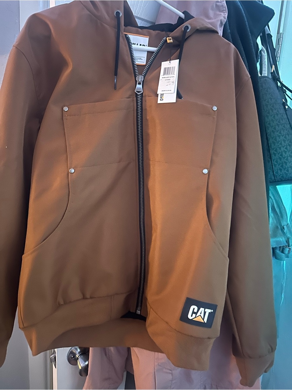 Caterpillar Brown and Black Hooded Work Jacket